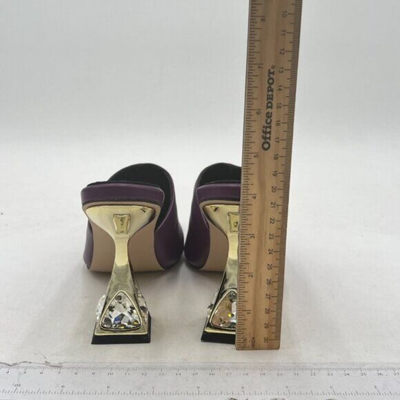 FYS Purple Square Toe Special Heel Mules Slip on Slide Dress Clogs Daily Shoes - Picture 4 of 7